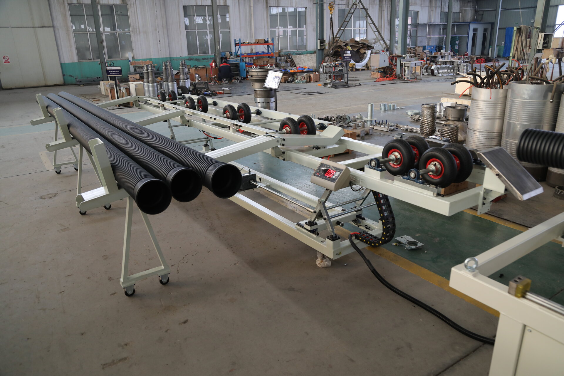 Stacker - Double wall corrugated pipe extrusion line stacker automatically discharges pipes - 2